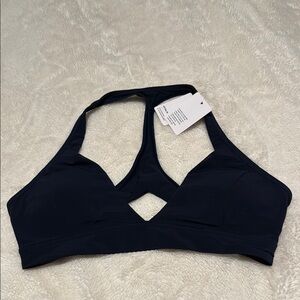 Lululemon Black Sports Bra with Halter Neck and Diamond Cutout